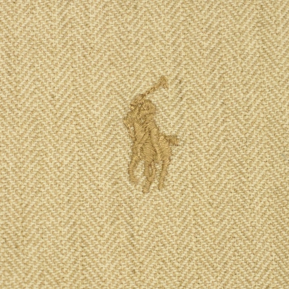 Ralph Lauren Button Down Shirt Mens XXL Tan Herringbone Blake Long Sleeve Pony - Picture 2 of 9